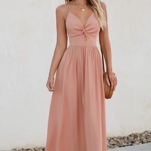 Pink Sweetheart Front Twist & Keyhole Maxi Dress!